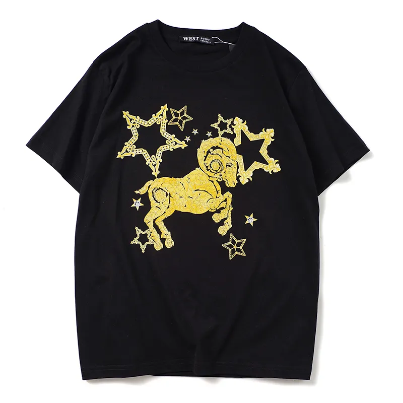 T-Shirt Men Shirt Zodiac Print Reck Reced زوجان فضفاضان ومريحون قميص نسائي قصير الأكمام S-XXL#GVC201