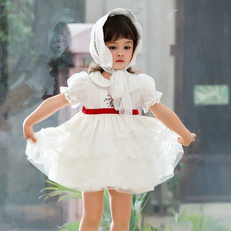 Marken Spanische Kleider für Kinder Mädchen Lolita Prinzessin Kleidung Kleinkind Geburtstag Party Weißes Kleid Baby Mädchen Boutique Kleider 210615