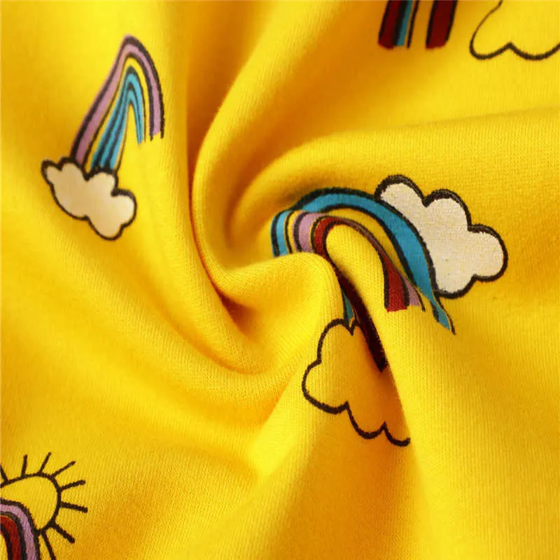 Jumping Metrów Księżniczka Rainbow Girls Sukienki Bawełna Z Długim Rękawem Odzież Dla Dzieci na Party Kids Costume 210529