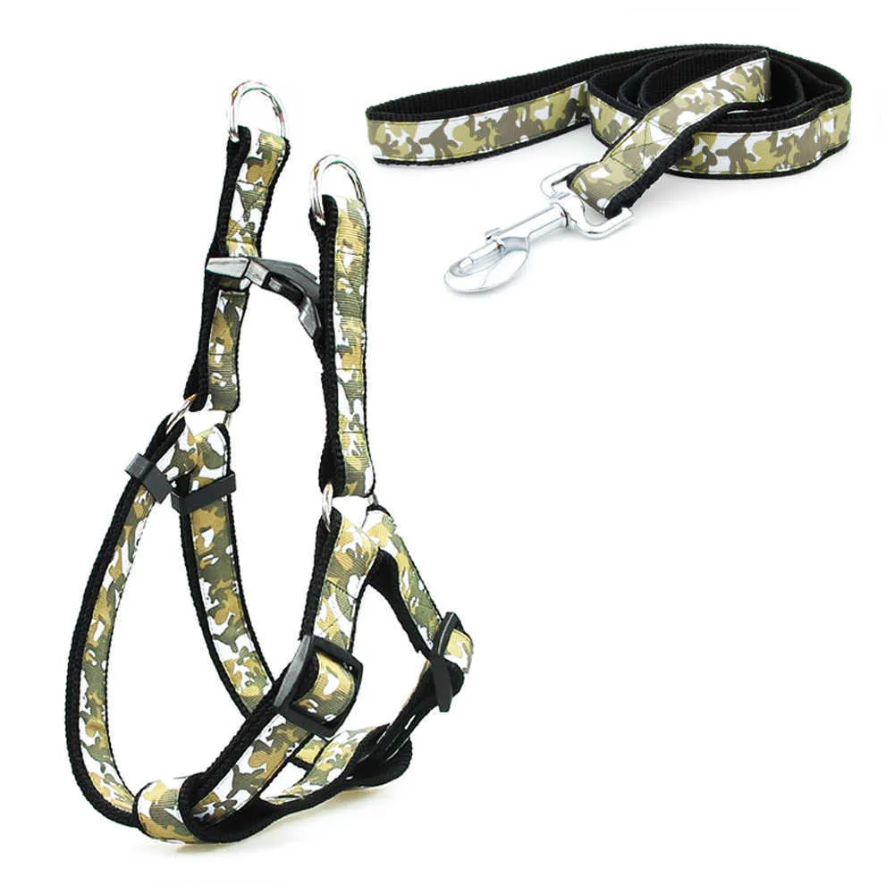 Hundegeschirr Leine Pet Products Adjustbale Dot bedrucktes Geschirr und Leine Outdoor Walkding für große Hunde 210712