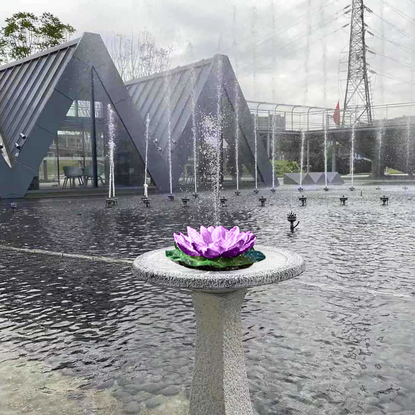 Fontaine solaire Baignoire pour oiseaux Lotus Waterscape Garden Fountaine d'eau flottante pour le bain de bain d'oiseaux Poolgarden Decoration TUIN Y2521210