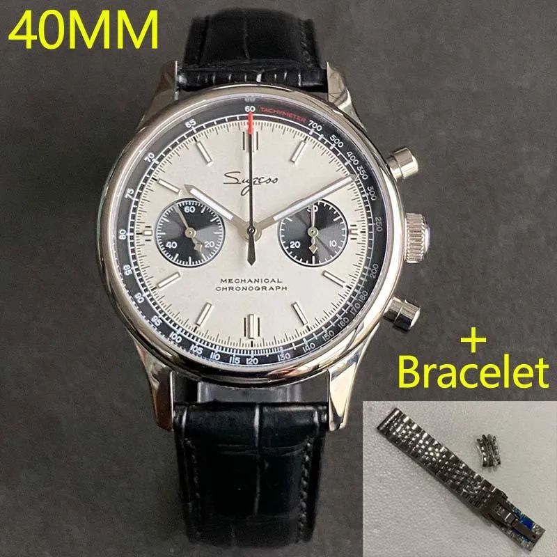 Sugess Mechanical Chronograph Watch 40mm Dial Stainless Steel äkta Seagull ST1901 SAPPHIRE FÖR MEN HANDLEWATCHES218F