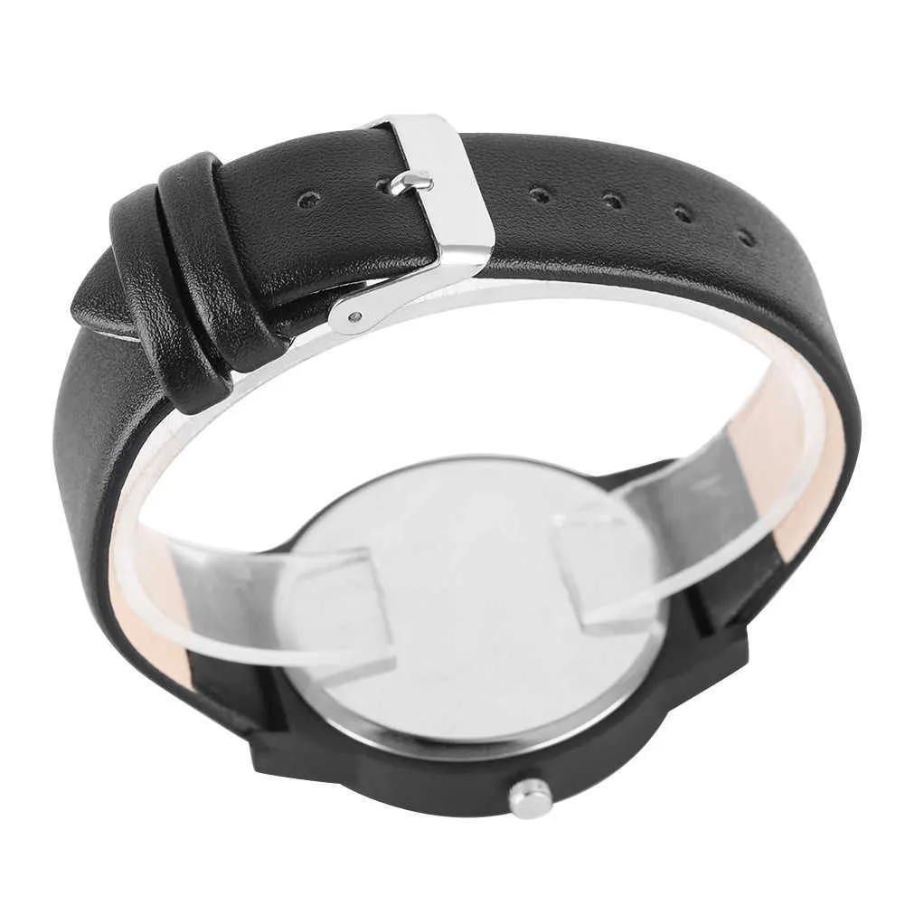 Kreatywna zabawa kwarcowa zegarek dla mężczyzn Black Dial Quartz zegarki Wygodne czarne skórzane paski na rękę dla mężczyzn H10122722