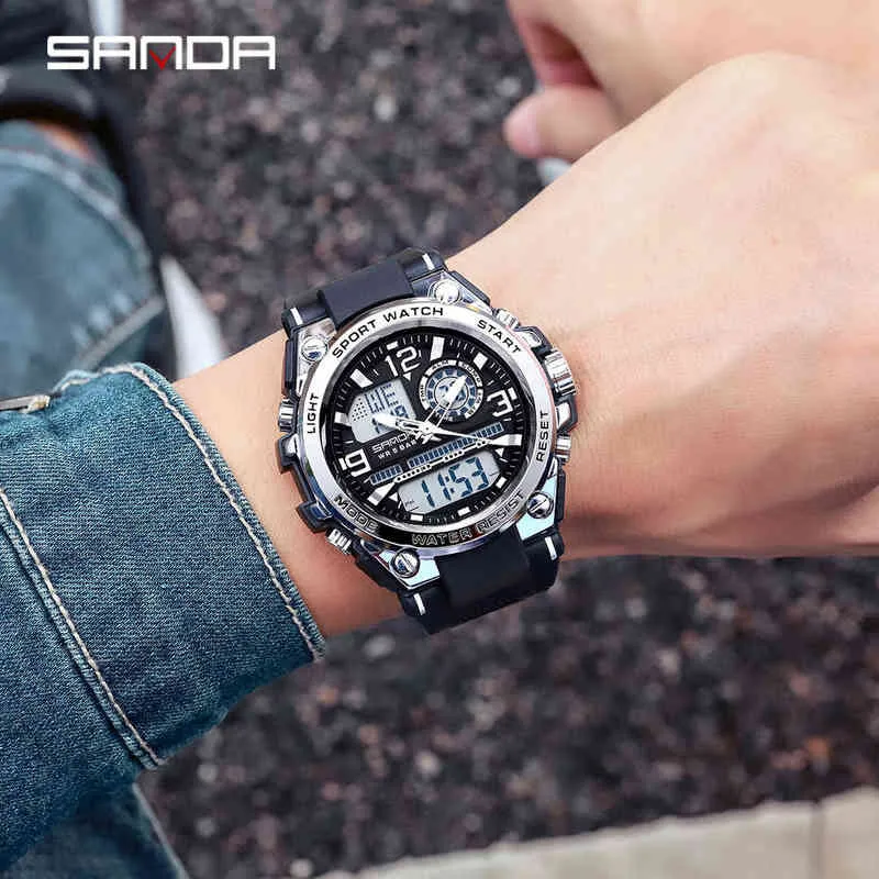 Sanda G Style Men Watch Digital Watch Thock Military Sports Watches Dual Display Wating Wallwatch Relogio Masculino 22022321