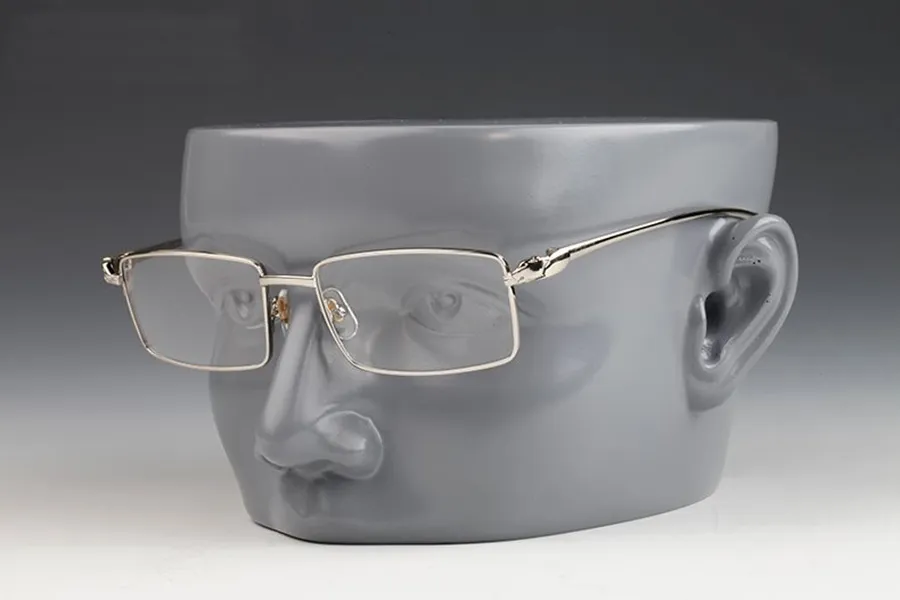 Designerskie okulary okulary przeciwsłoneczne dla kobiet kwadratowe okulary do odczytu złoto srebrne metalowe ramy stopy przezroczyste soczewki 54-18-140227L