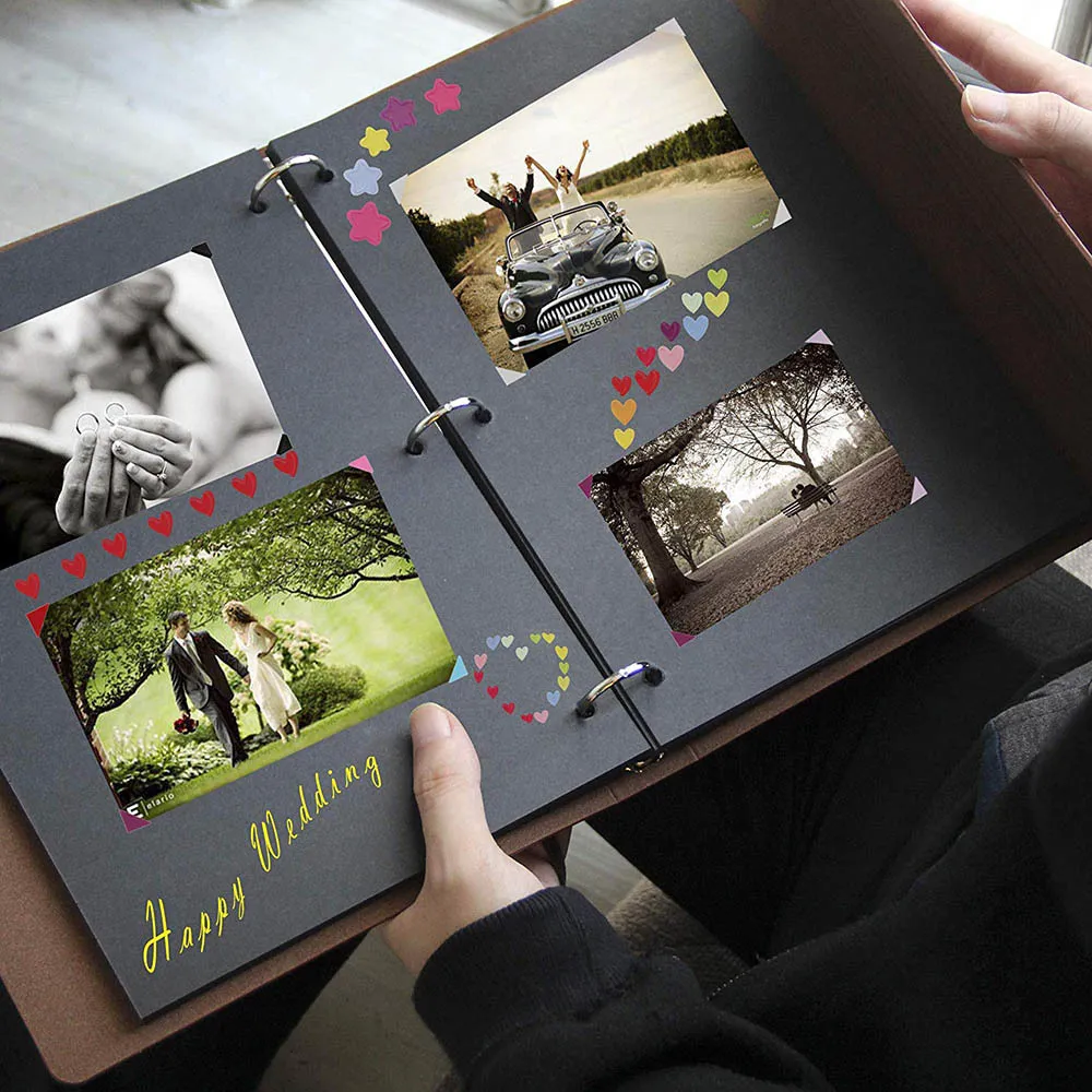 Винтажный кожаный альбом для скрапбукинга, фотоальбом, сделай сам, скрапбукинг, самоклеящаяся гостевая книга памяти, свадебный семейный подарок 210330321g7682782