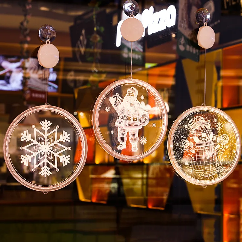 Décorations de Noël Creative 3D ventouse suspension lumières chambre décoration modélisation chambre fenêtre festival de Noël lumières