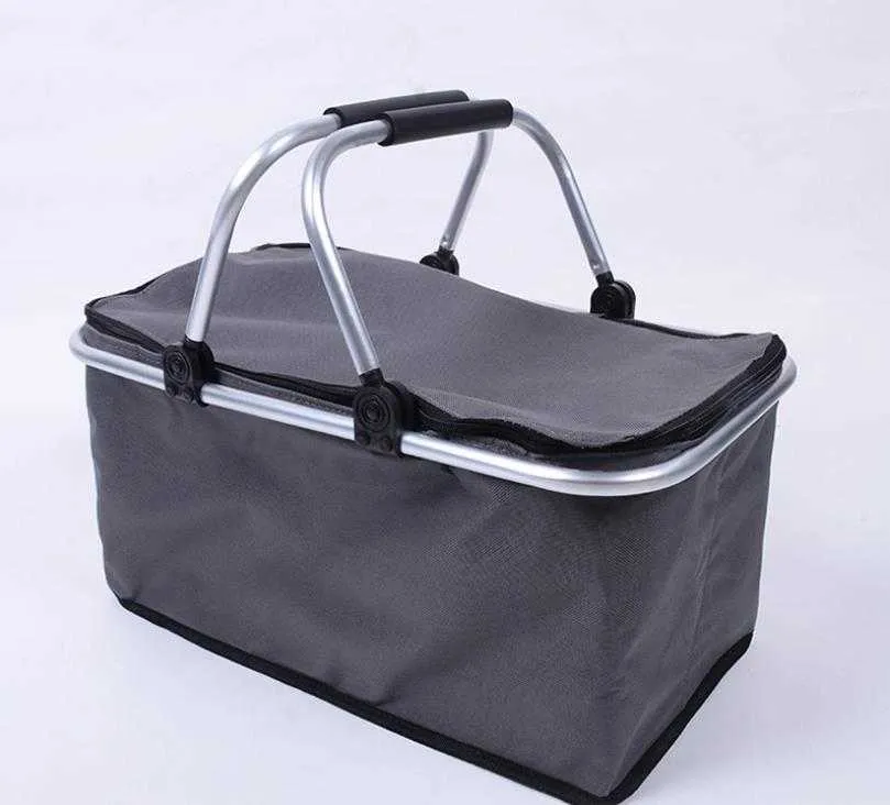 Portable Picnic Lunch Bag Ice Cooler Box Storage Travel Basket Cooler Cool Hamper Shopping Basket Bag Box SN2067