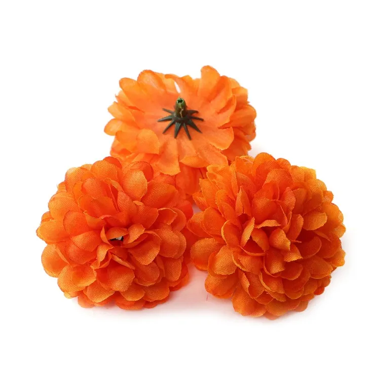 Guirnaldas de 5cm, bola artesanal, flores de crisantemo, accesorios de sombrero de paja, cabeza de flor Artificial, guirnalda de boda