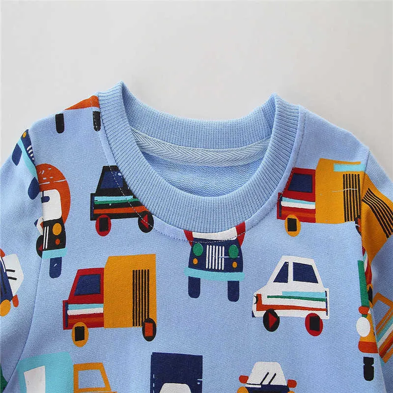Meninos manga comprida camisola crianças projetado roupas impressas desenhos animados meninas primavera suale camisetas saltando marca 210529