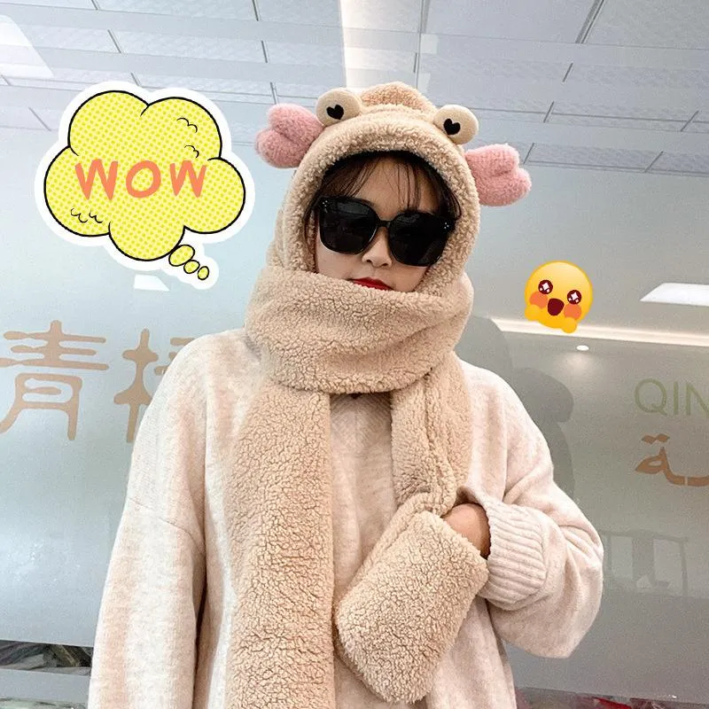 Scarves Ins Korean Hat Scarf Glove One Jenny's Same Bear Imitation Lamb Cashmere Cold Proof And Warm Three Piece Set281l