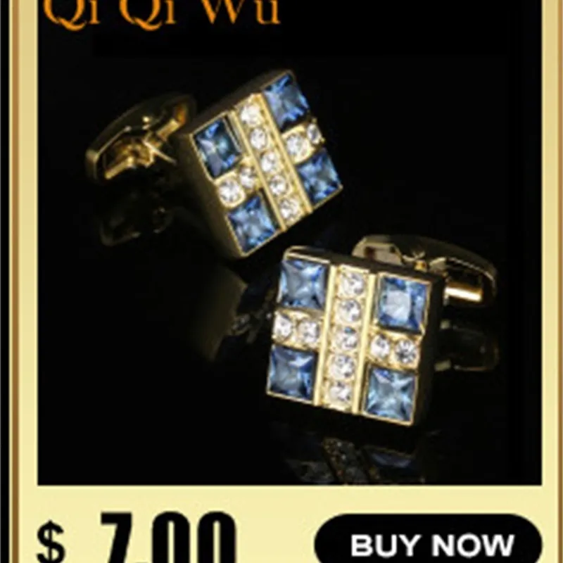 QiQiWu Rhinestone links Mens Wedding Luxury French Shirt link Buttons Men high quality Christma Gifts Cuffs