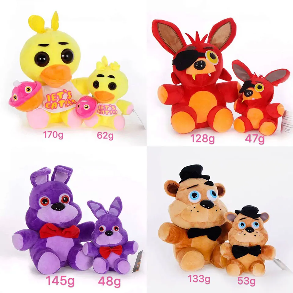 Pięć nocy w Freddy's Fnaf Plush Toy 18 CM 25 CM Freddy Fazbear Bear Bonnie Chica Foxy Miękkie nadziewane zabawki Dollowe prezenty dla dzieci