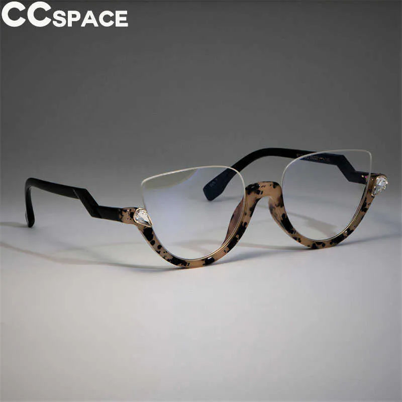 45159 Armações de óculos de olho de gato Estilos de tendências femininas Meia armação Óculos de moda para computador Y0831