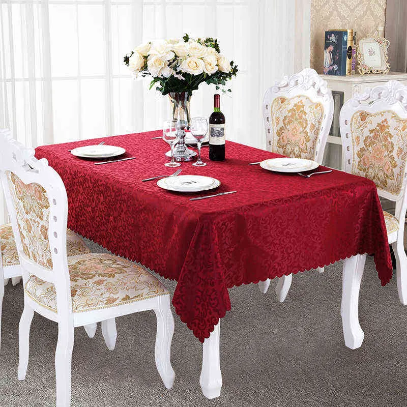 Luxury Dining Table Protective Cover Eco-Friendly Rectangle Jacquard Tablecloth Fabric For Wedding Restaurant Recycled Modern 211103