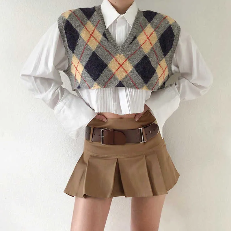 Gonna a pieghe giapponese kawaii y2k A-LINE mini sexy Harajuku casual Vintage streetwear ins Solid cintura da donna 210608