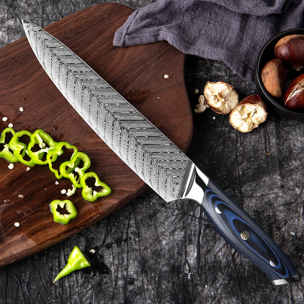Xituo Wysoka jakość 8 Quotinch Damascus Chef Knife AUS10 Stal nierdzewna nóż kuchenny Japoński santoku casever krojenia mięso 3509664