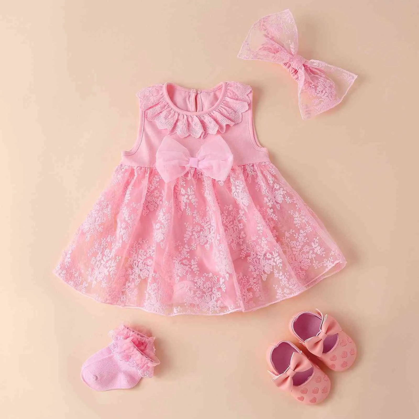 2021 Infantil Batening Dress Recém-nascido Bebê Menina Roupas de Algodão Princesa 0 3 6 12 Meses Babatismo Batismo Vestido G1129