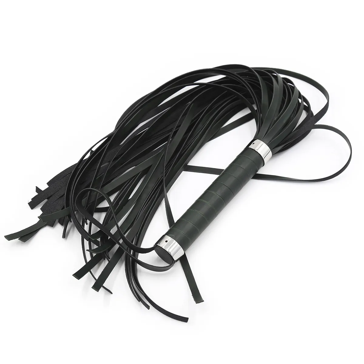 Hochwertiges schwarzes PU-Leder Spanking Paddle Lange Peitsche Flirten Sklave BDSM Bondage Flogger für Frauen Erwachsene SM Spiele 2107223268