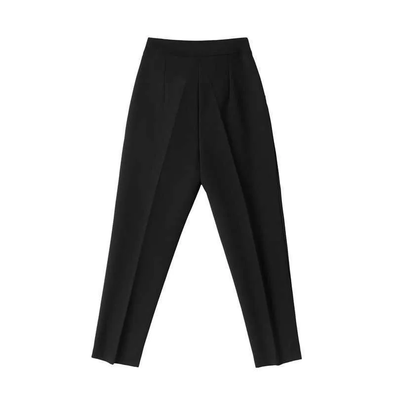 2021 Chic Mode Plus Größe Büro Tragen Haren Hosen für Frauen Böden Hose Vintage Hohe Taille Zipper Fly Weibliche Hosen BFA314 Q0801