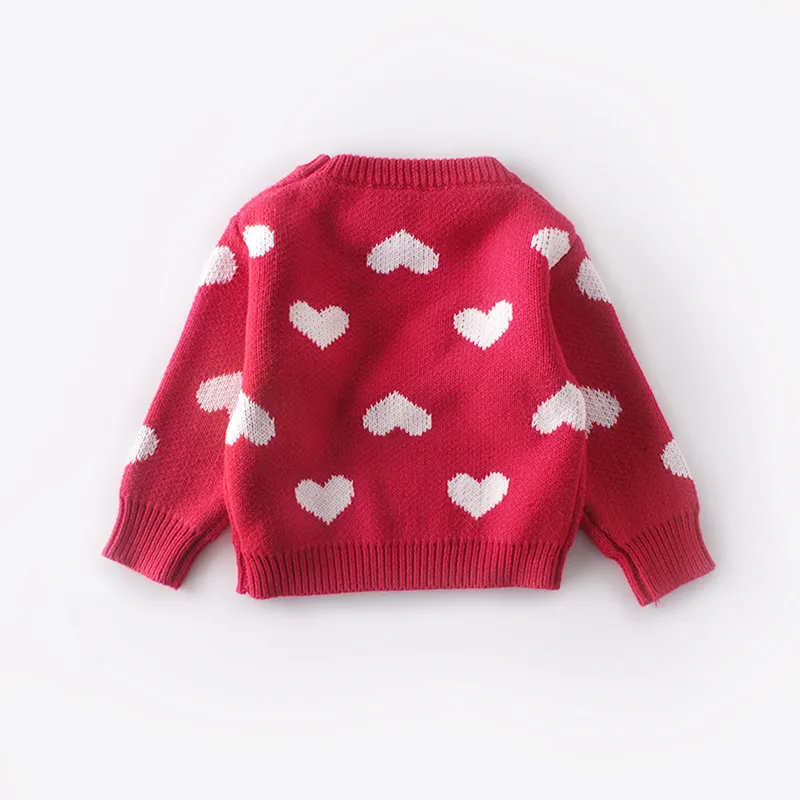 knitted knit sweater t-shirt love round neck pullover shirt cotton yarn female baby clothes born Knit Sweater 210515