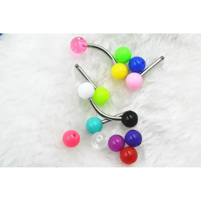 Body piercing jewelry Accessory -Acrylic Balls Replacement Tongue Navel Lip Cheek Replace Banana Barbell 14gx6mm2306