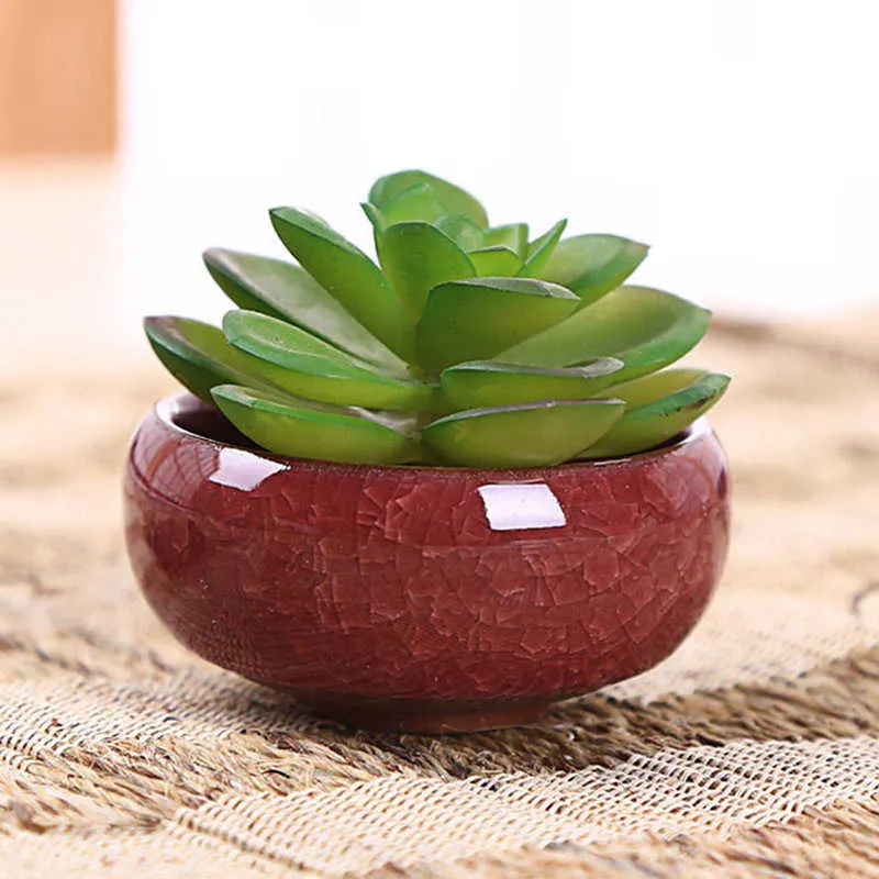 Yefine Crack Ceramiczne doniczki dla soczystych roślin Małe bonsai doniczki dom i dekoracje ogrodowe mini soczyste garnki roślinne LJ261W