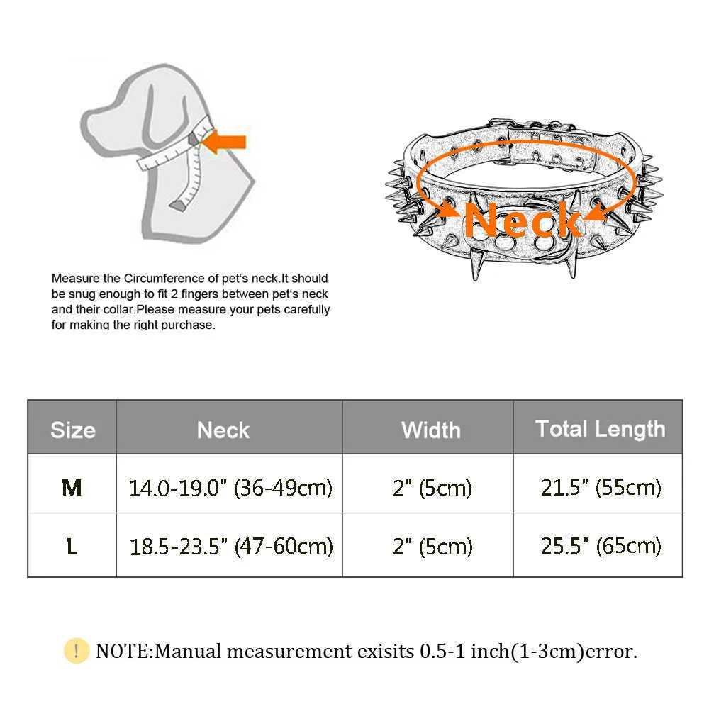 2quot bredd spikad studded hundkrage för medelstora stora hundar pitbull tyska herde pu läder husdjur krage cool mode x07033220799