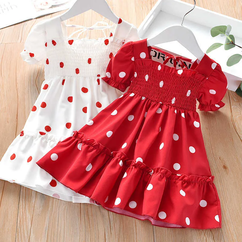 2-7Y Kinder Mädchen Kleid Sommer Mädchen Ärmelloses Chiffon Polka Dot Kleid Prinzessin Kleid Für Mädchen 2021 Neue Kinder Kleidung Q0716