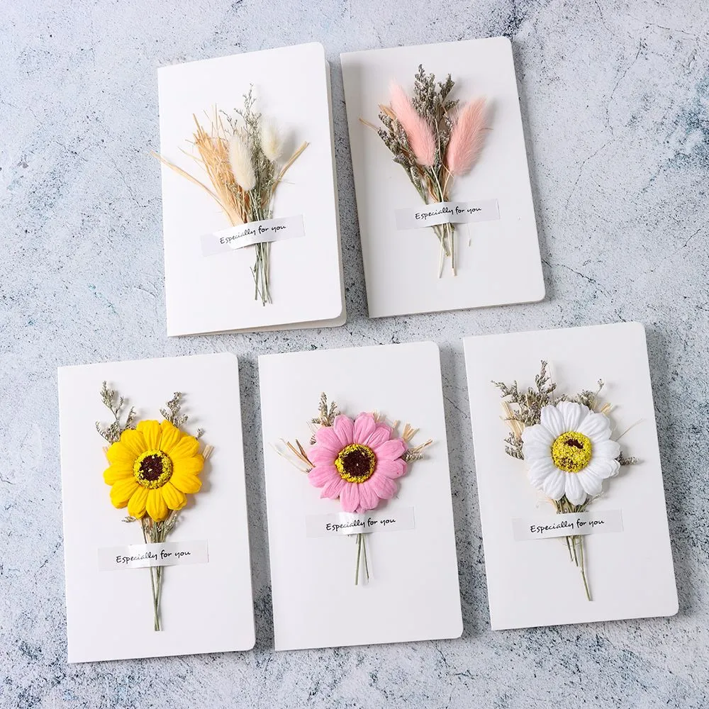 1 sztuk karty prezent zaproszenia ślubne karty z życzeniami Gypsophila suszone kwiaty odręczne błogosławieństwo urodziny dziękuję Koperta nowa