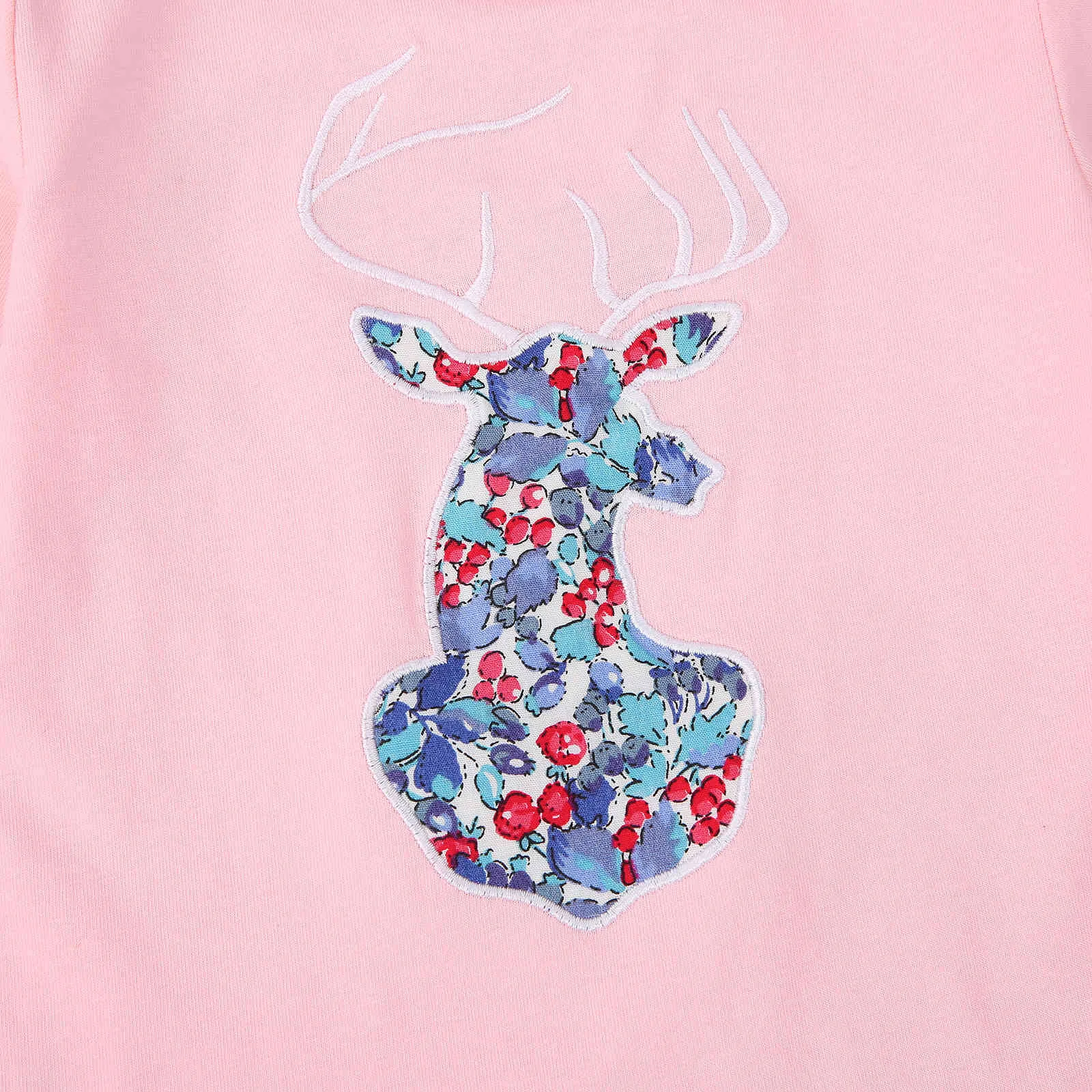 0-24M Christmas Deer born Infant Baby Girl Clothes Set Long Sleeve Romper Floral Shorts Outfits Xmas Clothing 210515