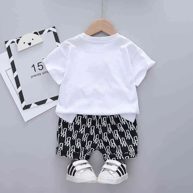 Cute Toddler Boys/Girls Infant Summer 2021 New Cartoon Bear T-Shirt+Pants Clothes Cotton Outfits Children's Wear Ropa Bebe Y220310