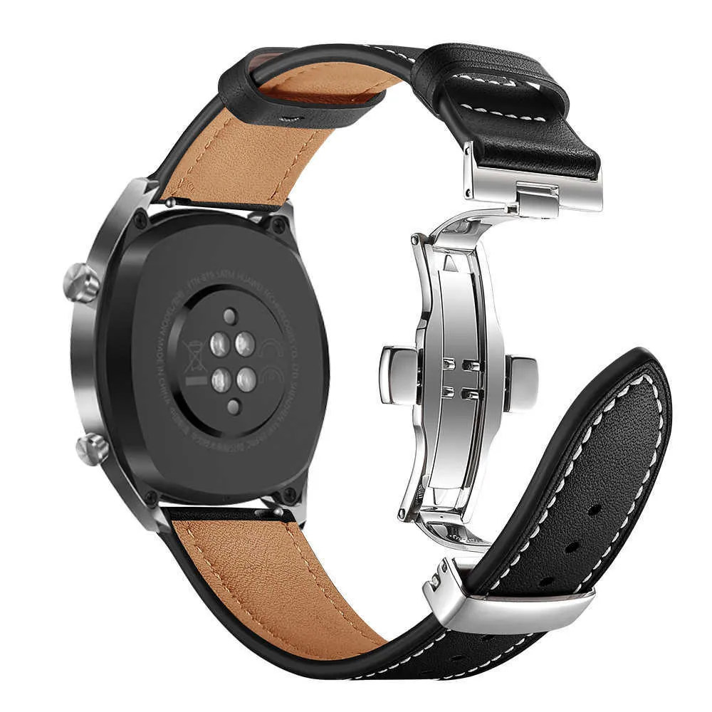 Bracelet en cuir véritable 20mm 22mm pour Samsung Galaxy Watch 3 bandes 41mm/45mm/42mm/46mm/active 2, pour Huawei Gt 2/pro Belt H0915