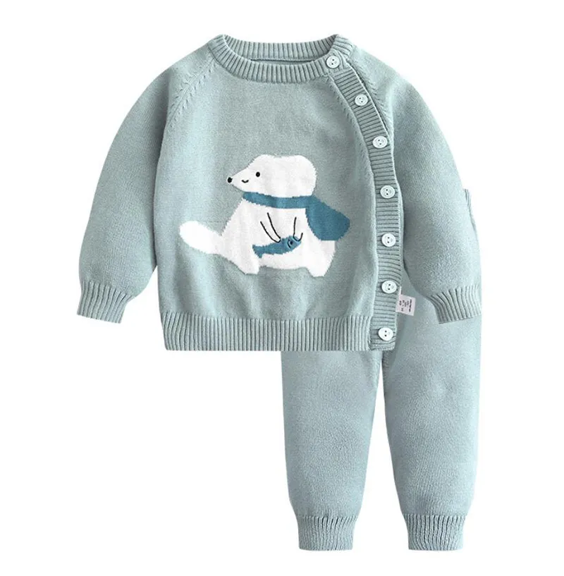 Baby Boy Girl Clothes Sets Primavera Autunno Solido nato Abbigliamento Top manica lunga + Pantaloni Abiti Casual Pigiama 210521