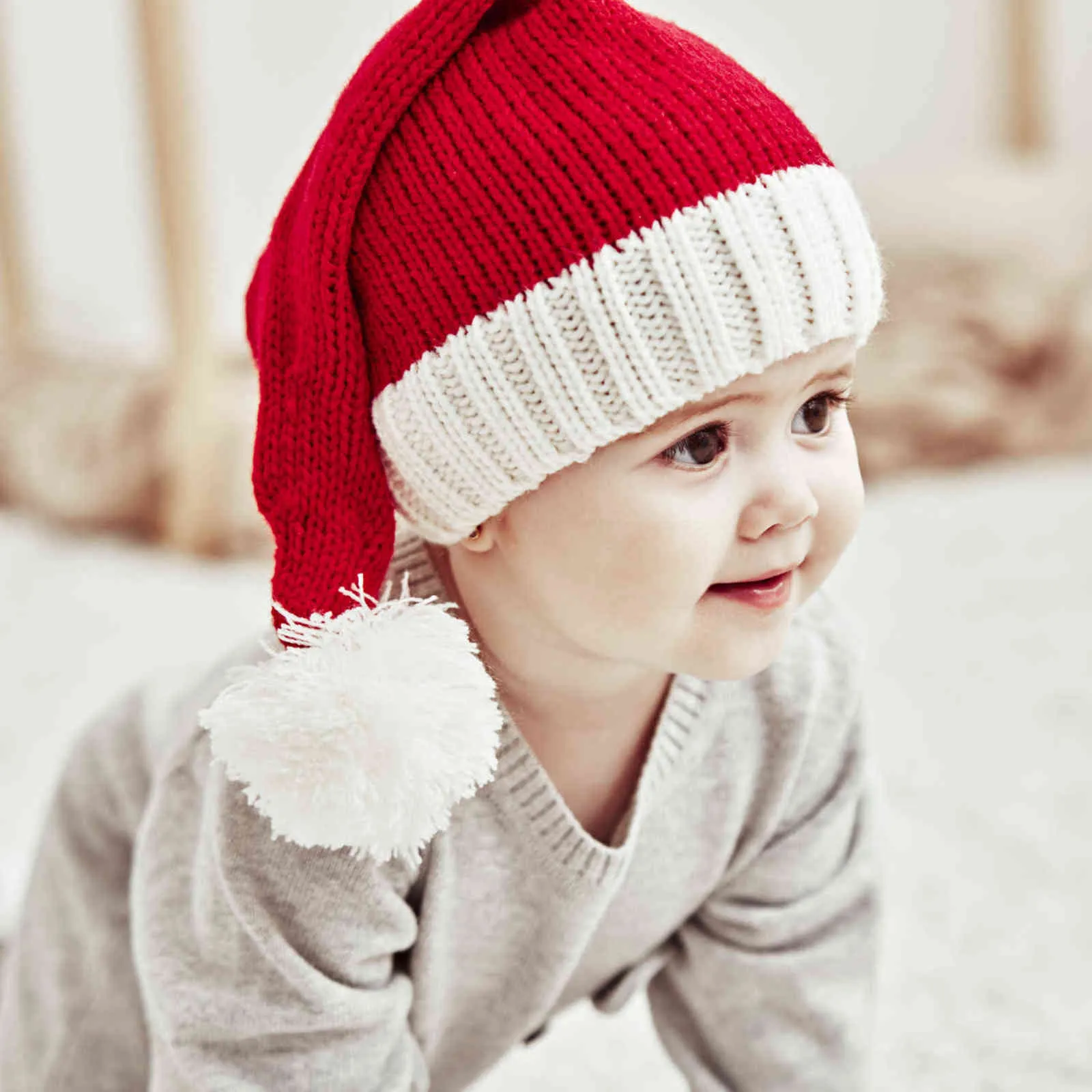 Nouvelle mode Automne / Hiver Chapeau avec boule floue-enfant-enfant tricoté chapeau de Noël chapeau chaleureux pour bébé 1-3 ans et adulte Y21111
