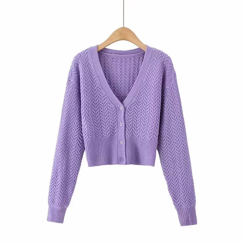 Cárdigans femeninos mujer causal suave suéter negro top otoño invierno tejido púrpura coreano grueso cálido 210427