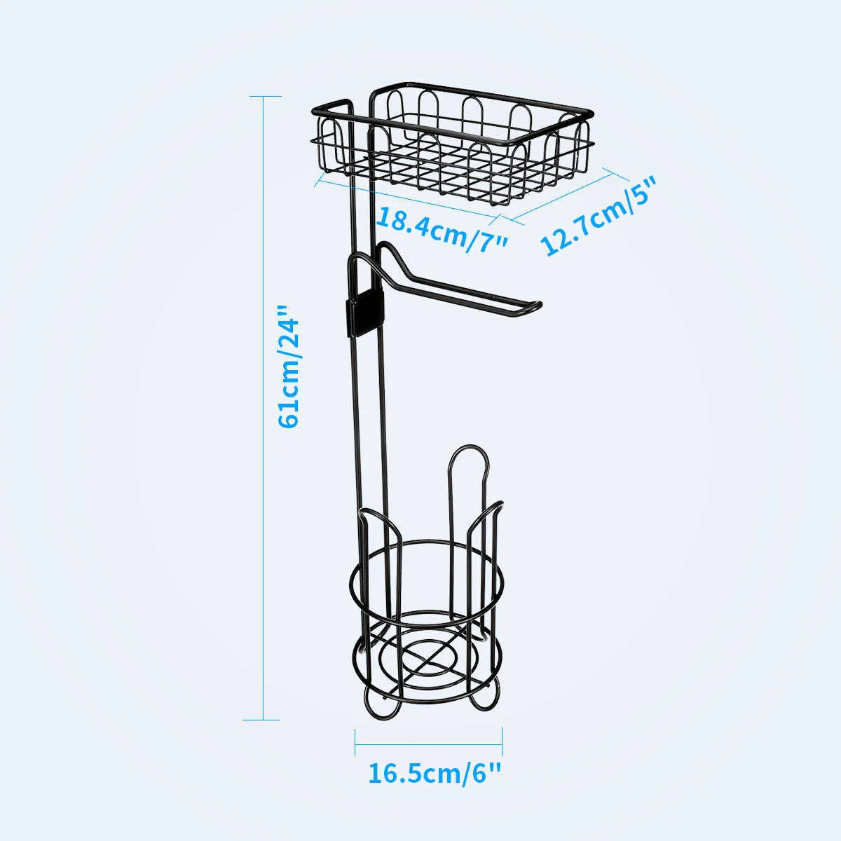 Porte-serviettes en rouleau de papier en métal debout au sol support organisateur support de toilette panier de rangement vertical matériel de salle de bain en fer 210720