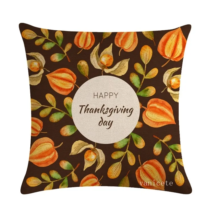 48 Stile „Happy Thanksgiving Day“-Kissenbezug, Herbstdekoration, Leinen, „Give Thank“, Sofaüberwurf, Heim- und Autokissenbezüge, Bettwäschezubehör, T2I52774