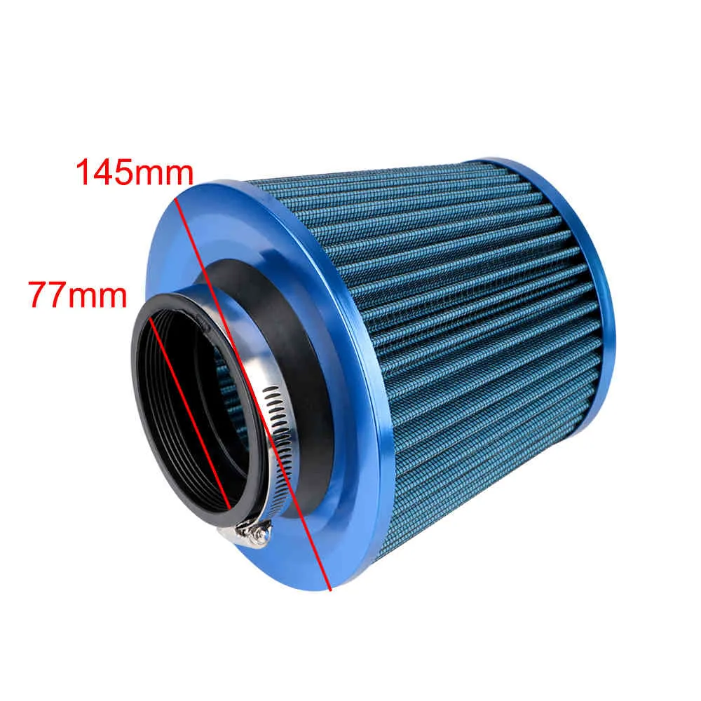 76mm 3 tums högflödesintag Filter Sport Power Mesh Cone Cold Air Induction Kit Universal Car Parts