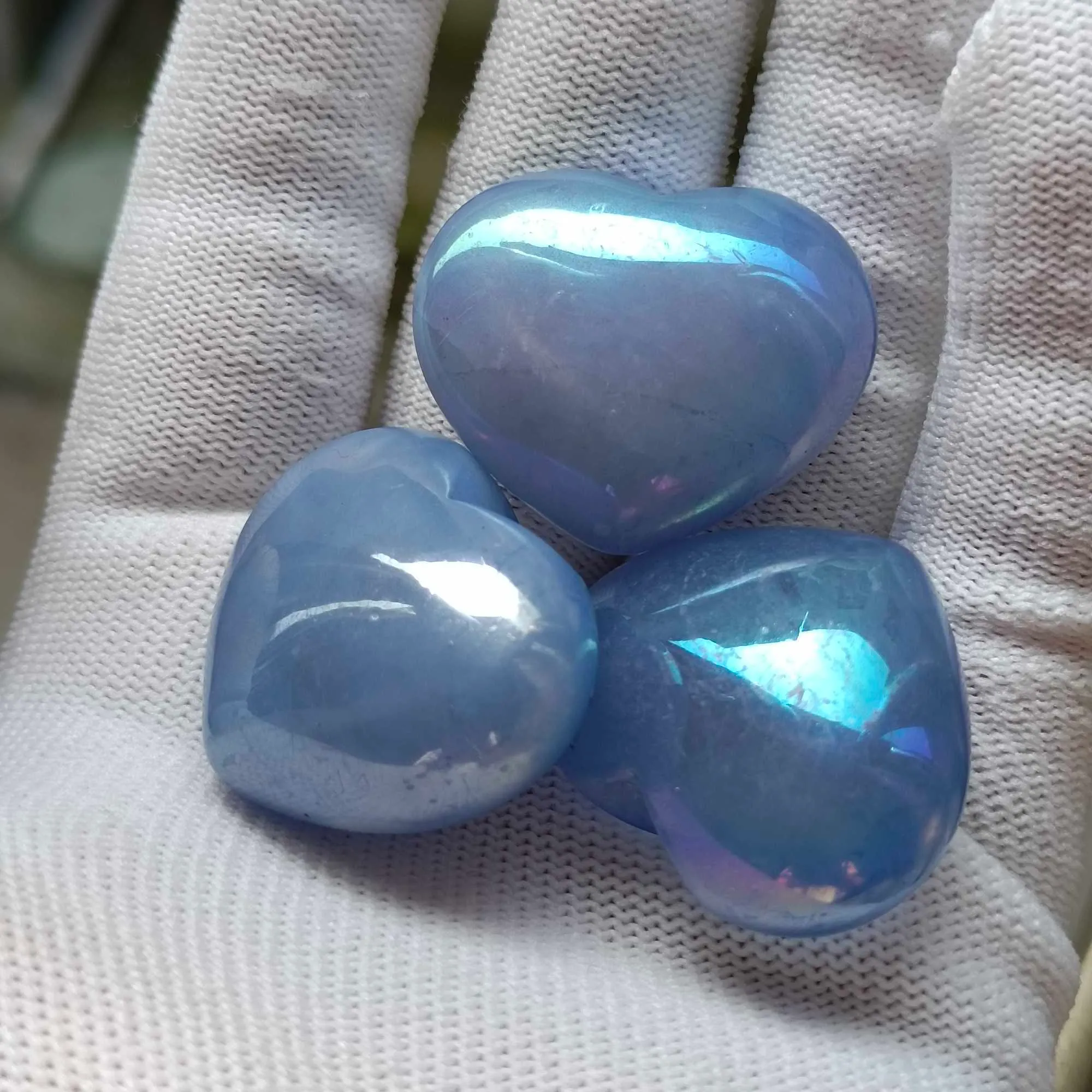 300g Naturel Quartz Cristal Coeur Forme Galvanoplastie Aura Quartz Pierres Précieuses Et Minéraux Bleu Décoration H1015