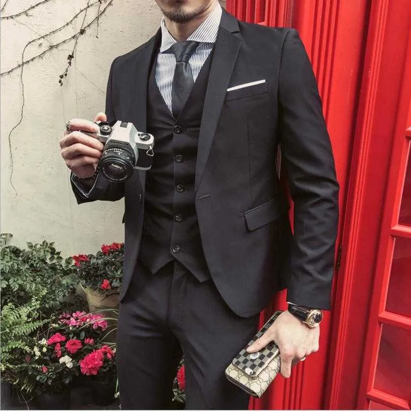 Wedding Suits For Man Jackets+Pants+Vest Slim Fit Suits Blazers Jackets New Spring Male Casual Suits Sets Size 6XL X0909