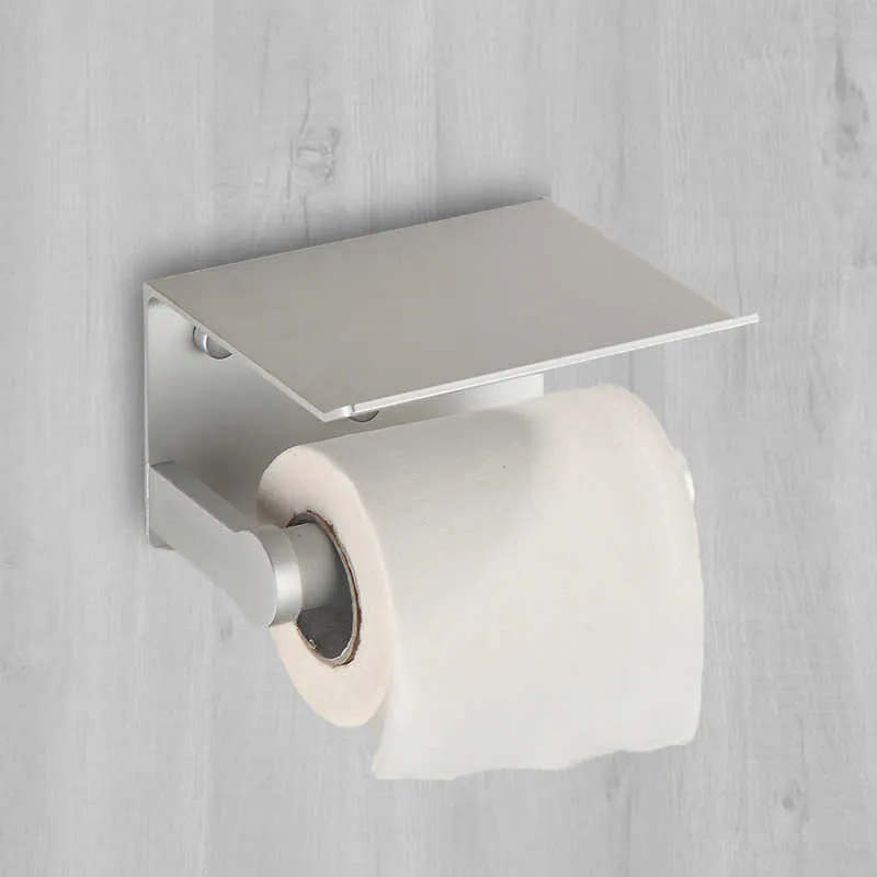 Espace aluminium salle de bains toilette porte-serviettes papier téléphone montage mural boîte rouleau support tissu Bo 210709