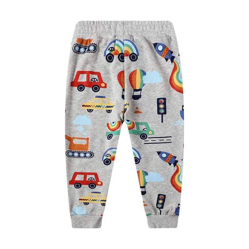 Springmeters Jongens Sweatpants Cartoon Raket Print Herfst Lente Baby Meisjes Kleding Volledige Broek Kinderen Broek 210529