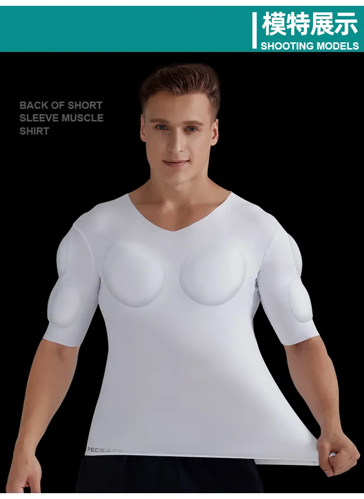 PEC Invisible sous-vêtements pour hommes grande poitrine Muscle augmenté Shaper chemises masculines
