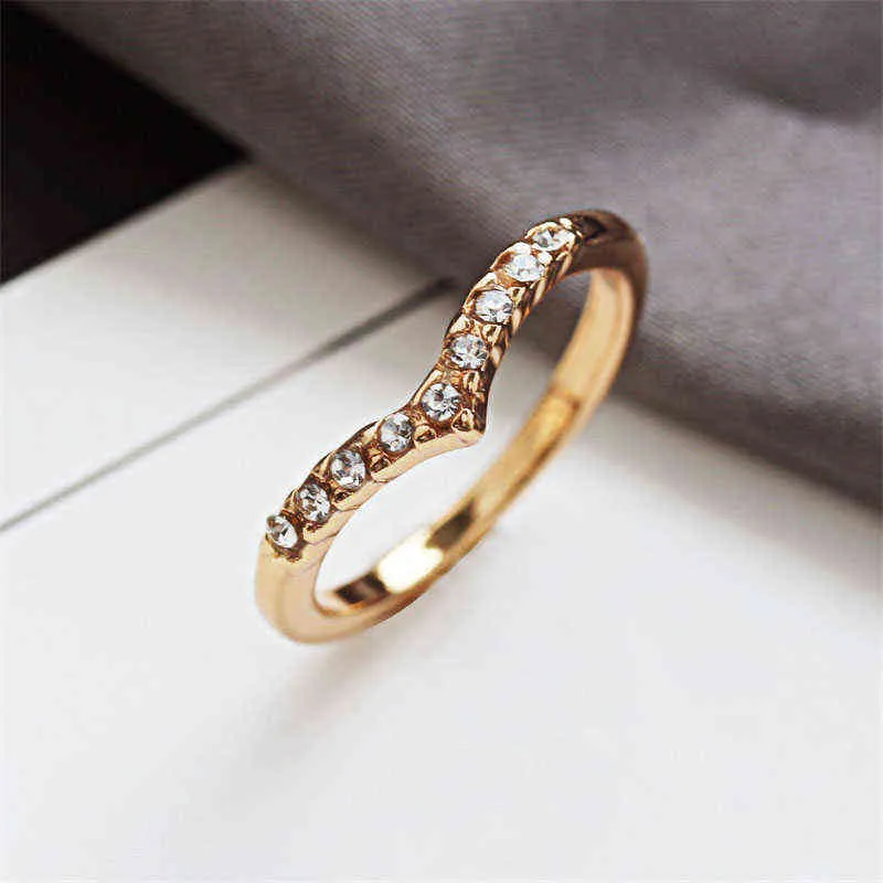 New Elegant Geometric V Shape Women's Rings Adjustable Finger Ring Jewelry Friends Gift Party 2021 Trend Accessories G1125