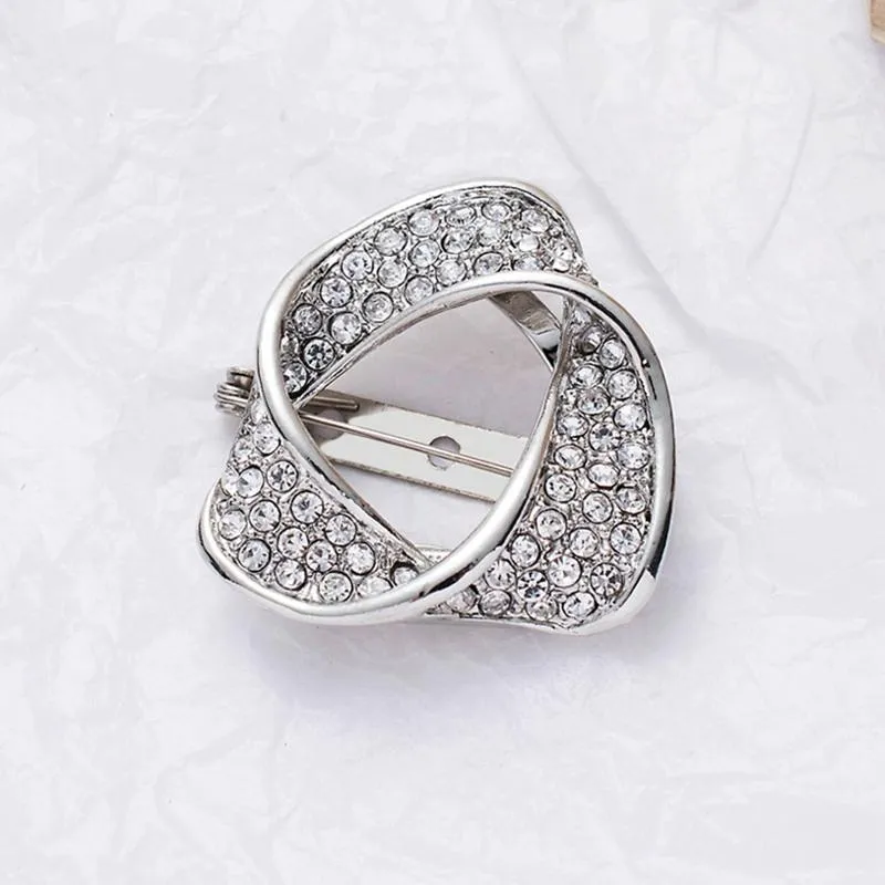 Broches, broches mode élégante couleur or strass écharpe boucle double usage pour femmes hommes accessoires cristal broche bijoux
