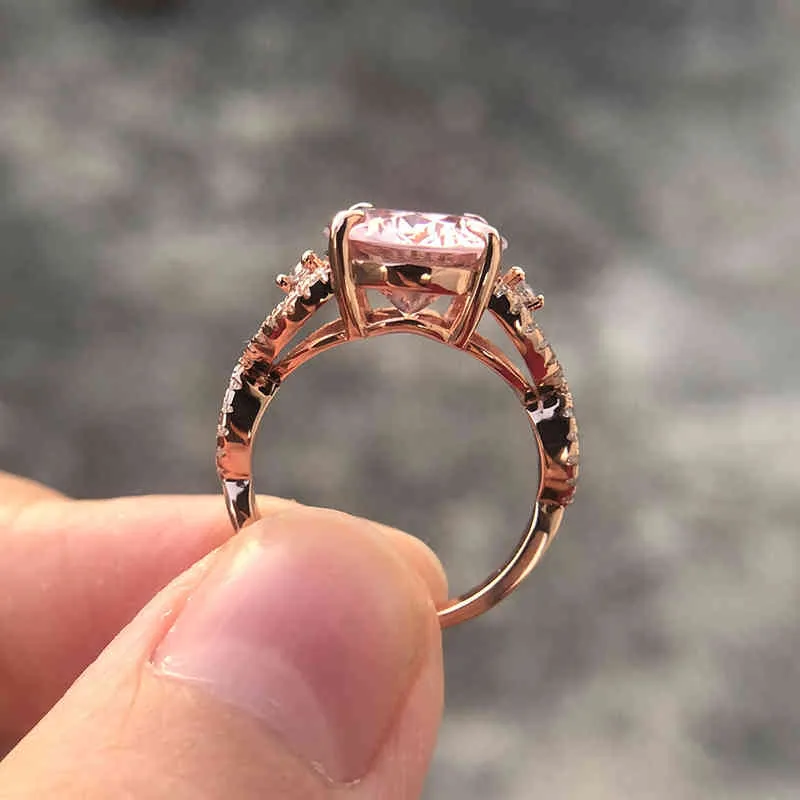 OEVAS 100% 925 Sterling Silver Created Moissanite Morganite Gemstone Wedding Engagement Diamonds Ring Fine Jewelry Wholesale