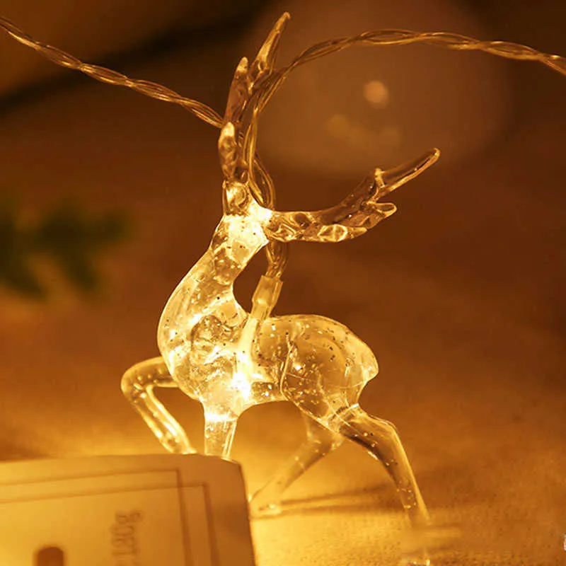 LED Sika Deer Light String Noël Oranments en forme d'élan de Noël Lanterne d'arbre de Noël Joyeux Noël Décor pour la maison Bonne année 211012