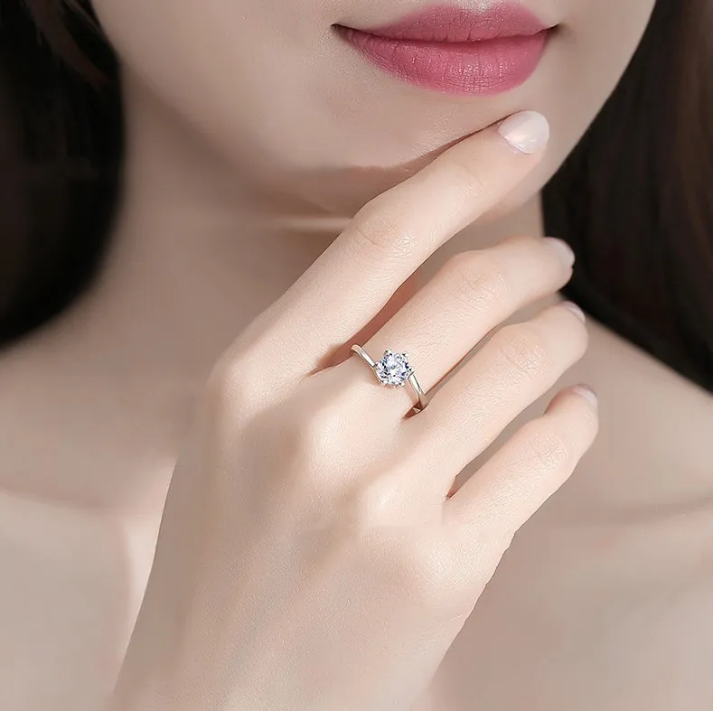 Fan Yucheng – bague de bras classique à six griffes, proposition féminine, diffusion en direct, diamant ouvert simulé de deux carats