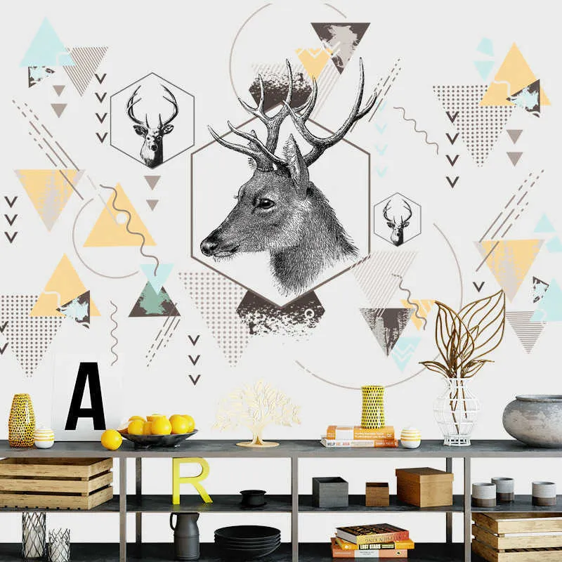 Nordique ins style Triangle rêveur montagne Stickers muraux salon chambre vinyle Stickers muraux créatif décor à la maison 210705